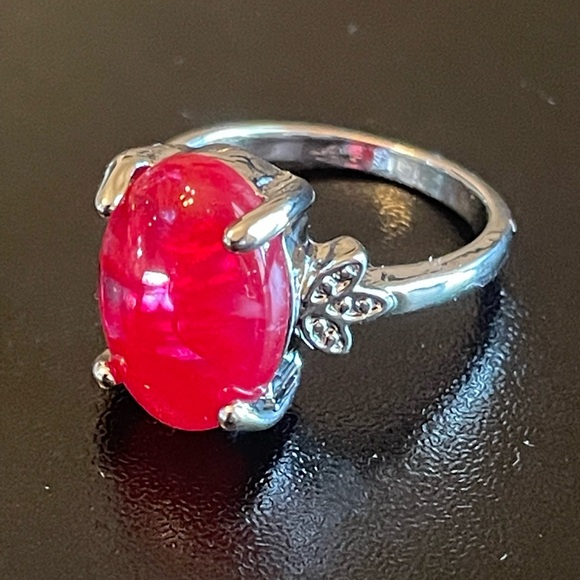 Red sapphire S925 silver ring size 6.5 - Picture 3 of 9